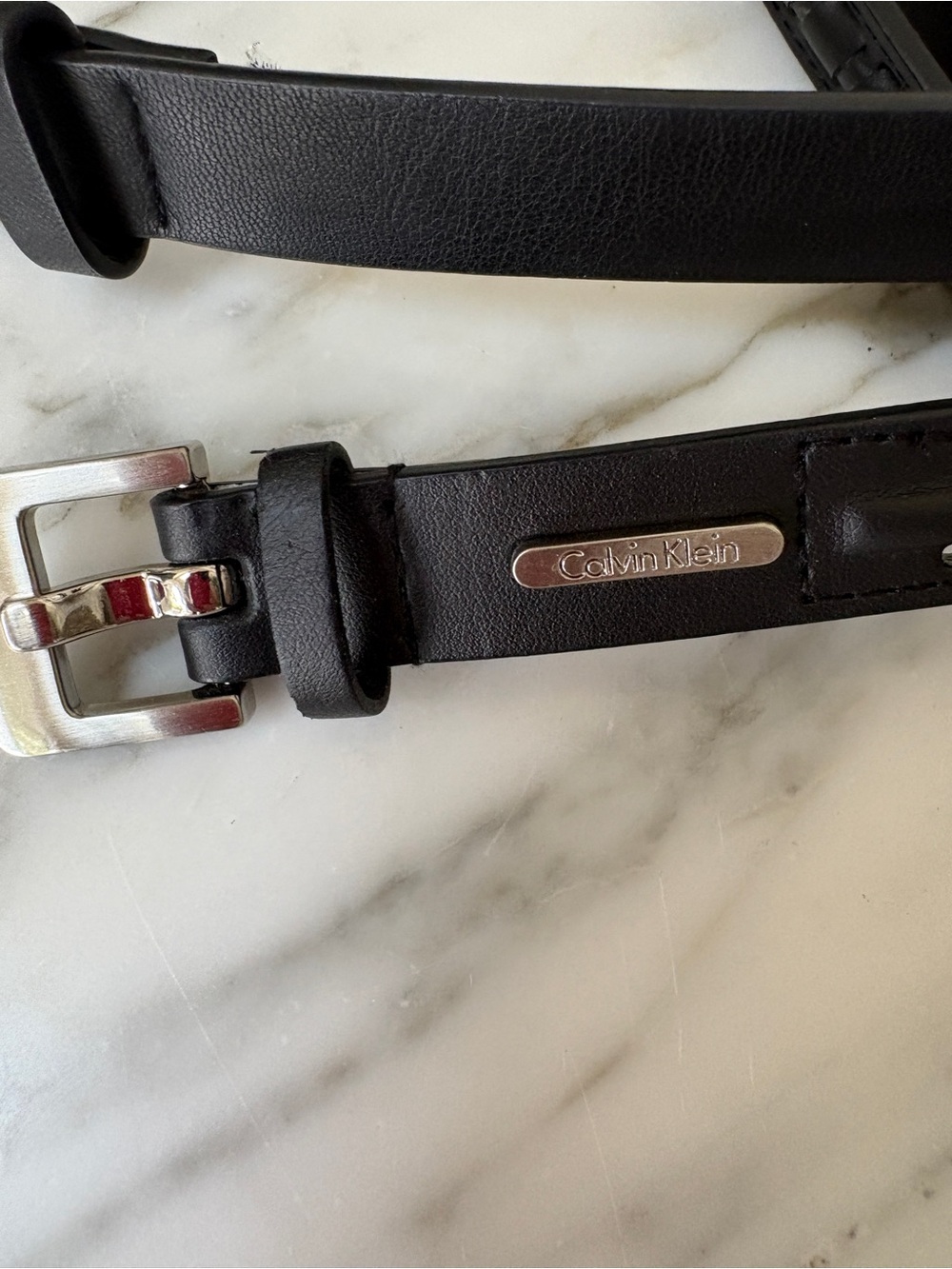Bundle of two Thin Black Leather Belts